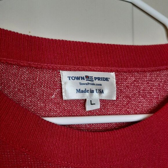 Town Pride Sweater Pink Women Size L "Tips Up" Ski Oversize Drop Shoulders USA - Picture 5 of 13